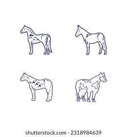 Set of blue Horse eps vector template