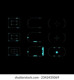 Set of blue hud screen infographics elements Head-up display elements for web and apps. Futuristic user interface. Virtual graphics.
