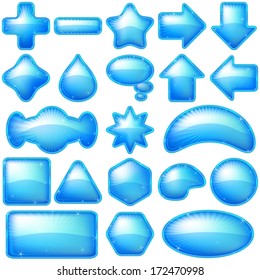 Set blue icons, computer buttons different forms, eps10, contains transparencies. Vector