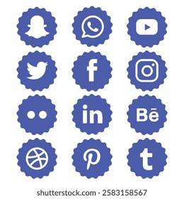 A Set of blue icons on the theme of social media