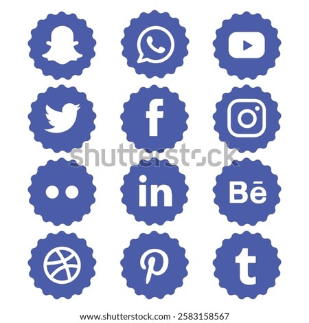 A Set of blue icons on the theme of social media