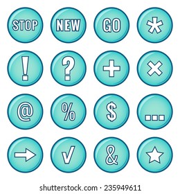 Set of blue icons for web design. Vector illustration.