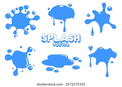 set of blue ink splashes