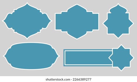 set of blue islamic shapes with white border best for background