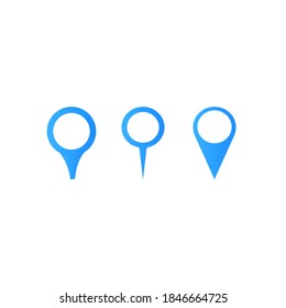 Set of blue isolated pointers and markers different shapes vector illustration.