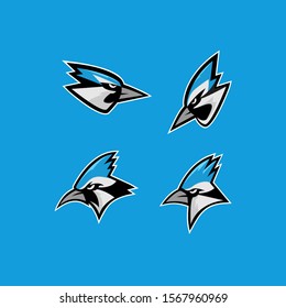 set of blue jay bird color head mascot logo icon designs vector illustration