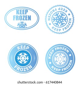 Set of blue keep frozen product badges, stickers with snowflake vector.