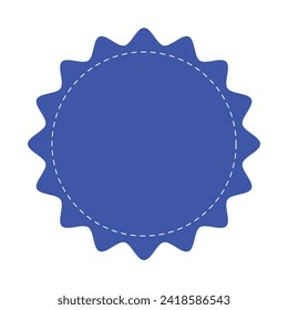 Set blue labels and badges. Logo circle stamp. Round zig-zag stitched circle set. Circle Template for logos, stickers and business. Blue paper tags round stickers with shadows. Vector Illustrations.