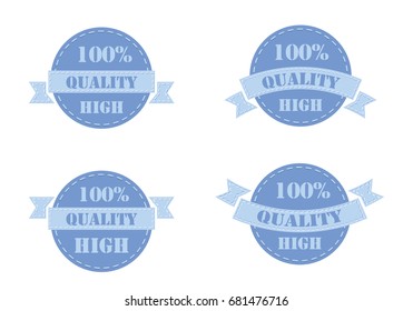 Set of blue labels high quality isolated on white background. Vector illustration