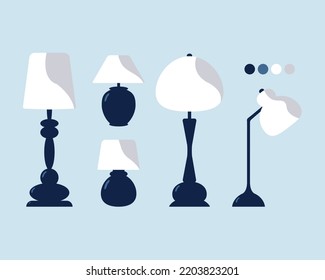 Set of the blue lamps