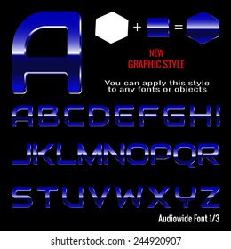 Set of blue letters and blue graphic style.  You can apply this style to any fonts and objects, vector. EPS 10.