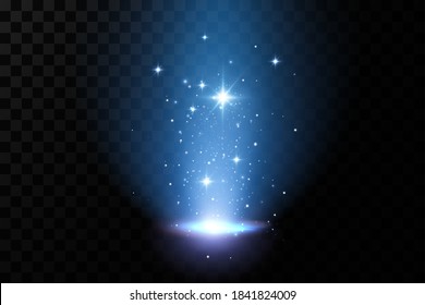 Set of blue light effects. Neon magic light,illuminated vector.