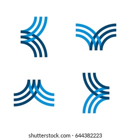 set Blue line K letter logo template Illustration Design. Vector EPS 10.