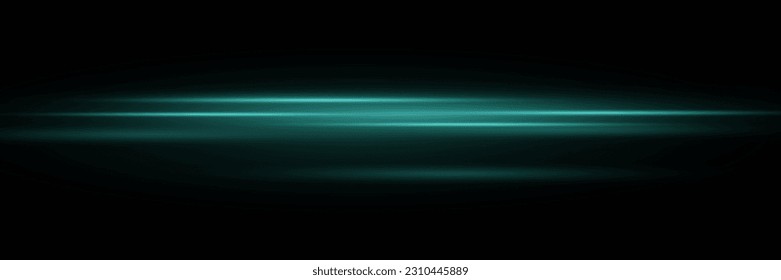 Set of blue lines, laser beams, bright light beams with sparkles and dust on a black background