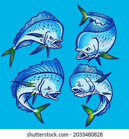 Set of Blue mahimahi fish for gamefish bundle collection