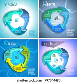 Set Blue medical background abstract - concept health care or medicine technology. Vector Illustration EPS 10, Graphic Design elements vertical banner, flyer dental service, presentation brochure
