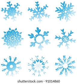 Set Of Blue Melting Snowflakes