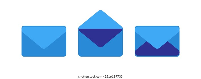 Set of blue message icons for websites, internet and mobile phones. Thin line communication icon set. Vector pictograms for business, mobile, web: Thin line communication icon set.