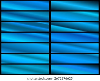 Set of blue metallic gradients. light blue gradient. blue palette. metallic blue gradient palette.