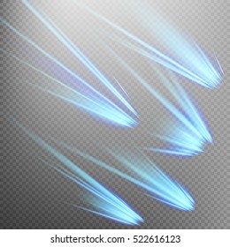 Set of Blue Meteor or Comet. EPS 10 vector file included. EPS 10 vector file included