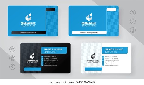 Set of blue Modern Corporate Business Card Design Templates, vector eps 10