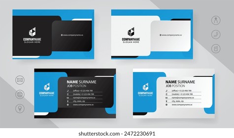 Conjunto de Plantillas de diseño de tarjeta de visita Corporativa moderna azul, Vector eps 10