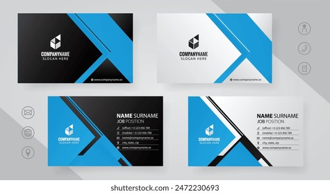 Set of blue Modern Corporate Business Card Design Templates, vector eps 10