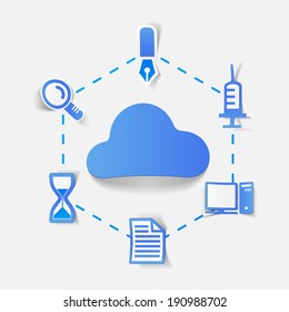 Set of blue modern sticker icons