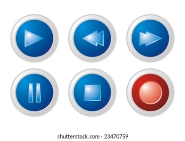 Set of blue music buttons