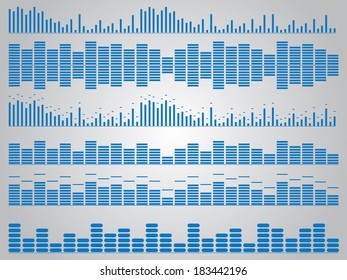 Set of blue music equalizer illustrated on white