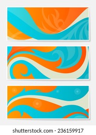 Set of blue and orange abstract backgrounds for website, banners or identity.