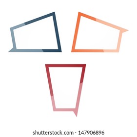 The set of blue, orange and red modern blank speech bubbles / dynamic shaped speech bubbles / Speech bubbles