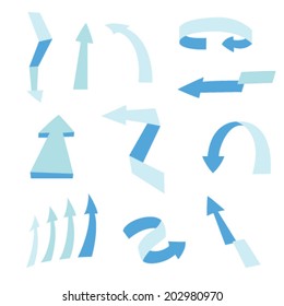 Set of blue origami arrows