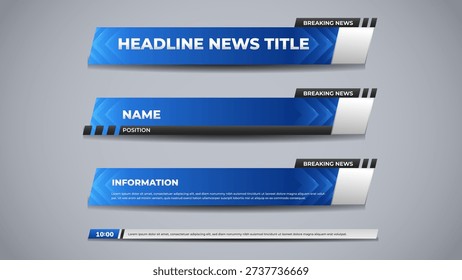 set blue overlay for media broadcast and news channel