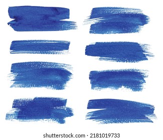 Set of blue paintbrush. Ink stroke brush. Vector illustration isolated on white