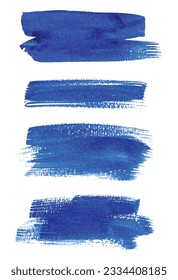 Set of blue paintbrush. Ink stroke brush. Vector illustration isolated on white