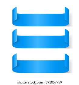 Set of Blue Paper Stickers Isolated on White Background for Design