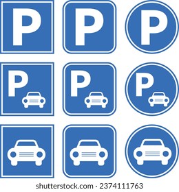 Set of blue parking marks