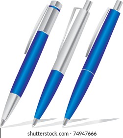 set of blue pens