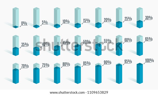 Set Blue Percentage Charts Infographics 0 Stock Vector Royalty Free