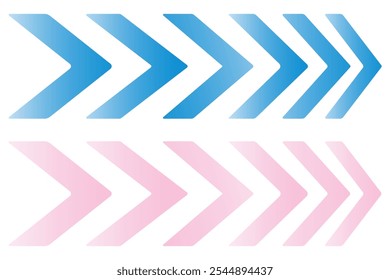 Set of blue and pink arrows