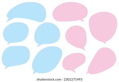Establezca burbujas de voz azules y rosas en el fondo blanco. caja de chat o chat vector cuadrado y doodle mensaje o icono de comunicación Nube hablando por historietas y diálogo de mensajes mínimo