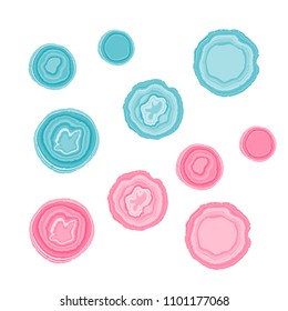 Set blue and pink stone Vector illustration isolated on white background