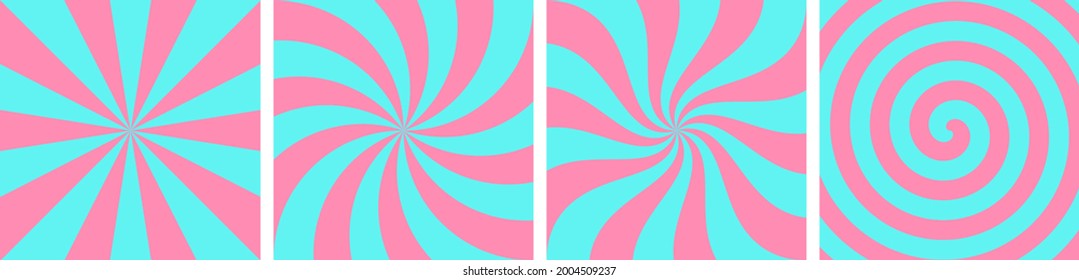 Set of blue and pink sweet candy abstract vector backgrounds