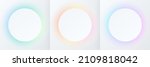 Set of blue, pink-purple and green circle frame on white background. Abstract 3D cosmic color backdrop. Collection of glowing neon color on geometric background with copy space. Top view. Vector EPS10