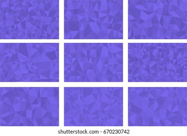 Set of Blue Polygon Background. Low Poly Style Collection