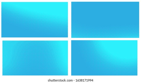 Set Blue pop art background. Abstract creative vector comics style.