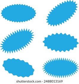 Set of blue  price sticker, sale or discount sticker, sunburst badges icon. Special offer price tag. Flat vector illustration isolated on white background eps 10.