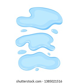 Set Blue Puddle Icon, Liquid. Flat Design. Vector.