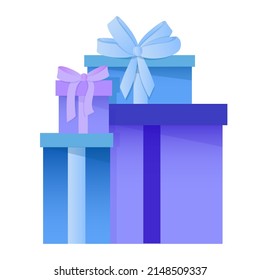 Set of blue and purple gift boxes